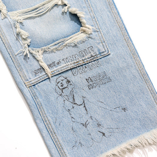 BUSTED DBL KNEE JEAN 5U003Q1010LDM DENIM PALY HOLLYWOOD 
