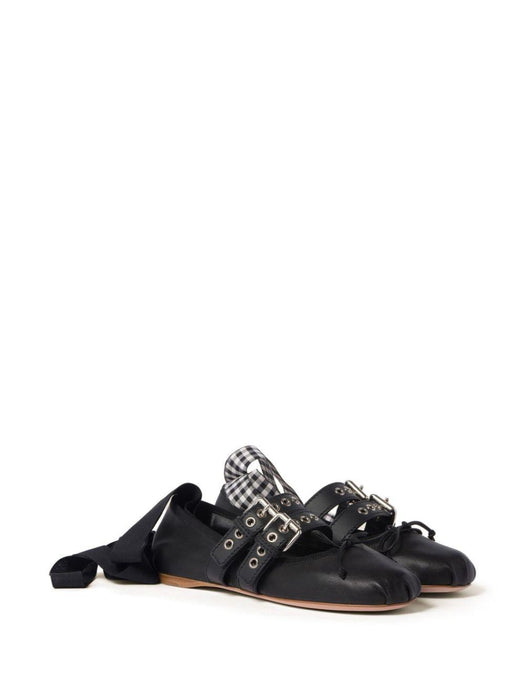 buckled leather ballerina shoes 5F466A F DX05 3KSRF0002 MIU MIU 