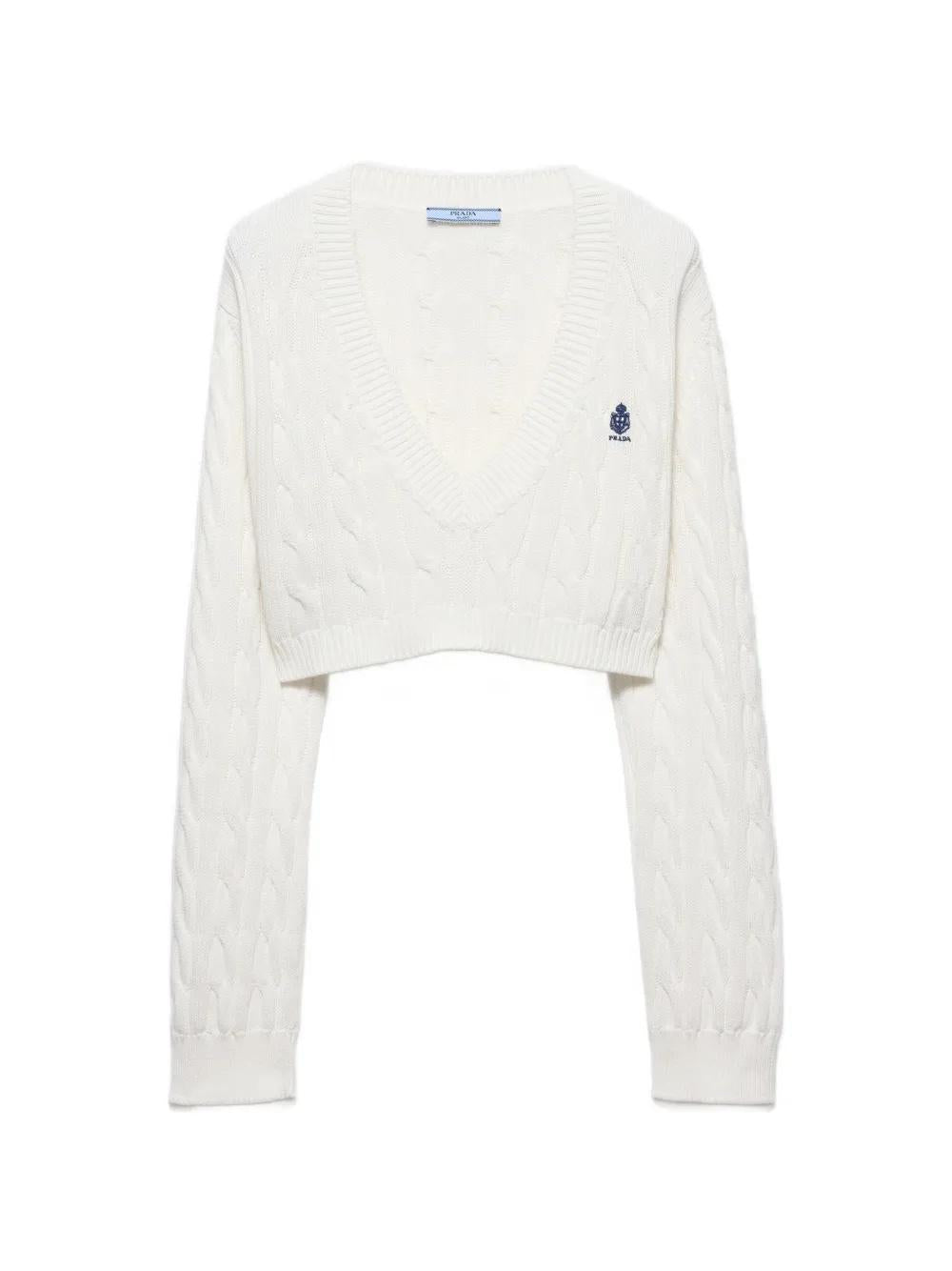 V-neck cotton sweater P24D3N S OOO 19VLF0009 PRADA 