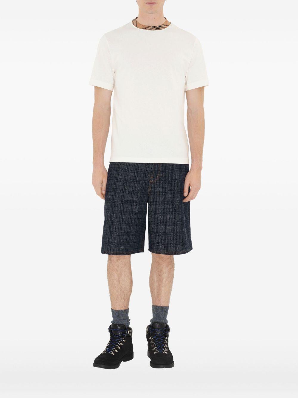 checked-trim cotton T-shirt 8110100 B7078 BURBERRY 