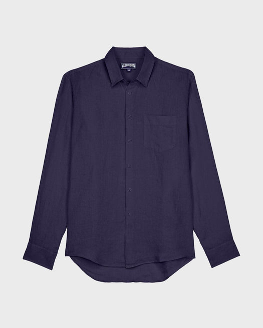 Men Linen Shirt Solid 26163674 390V VILEBREQUIN 