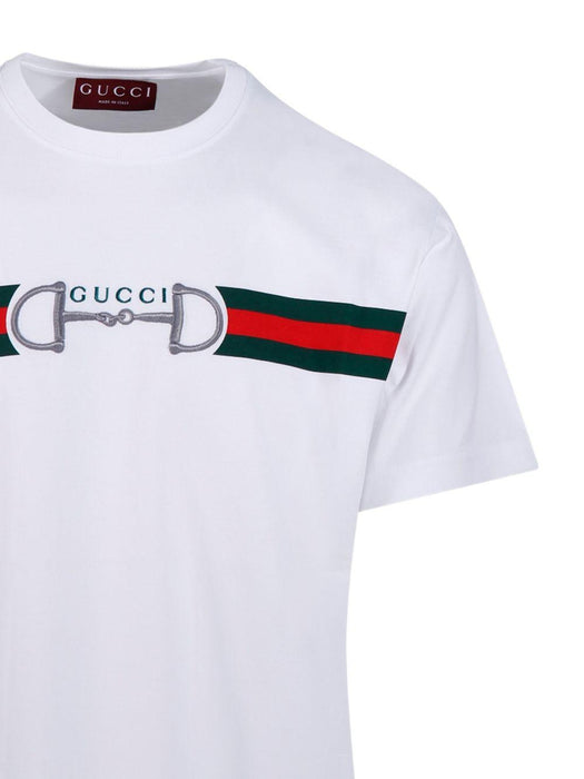 horsebit-embroidered stripe-detail T-shirt 855021 XJHOJ9051 GUCCI 