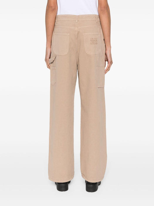 logo-appliqué straight-leg trousers MP1722 S OOO 1350F0627 MIU MIU 