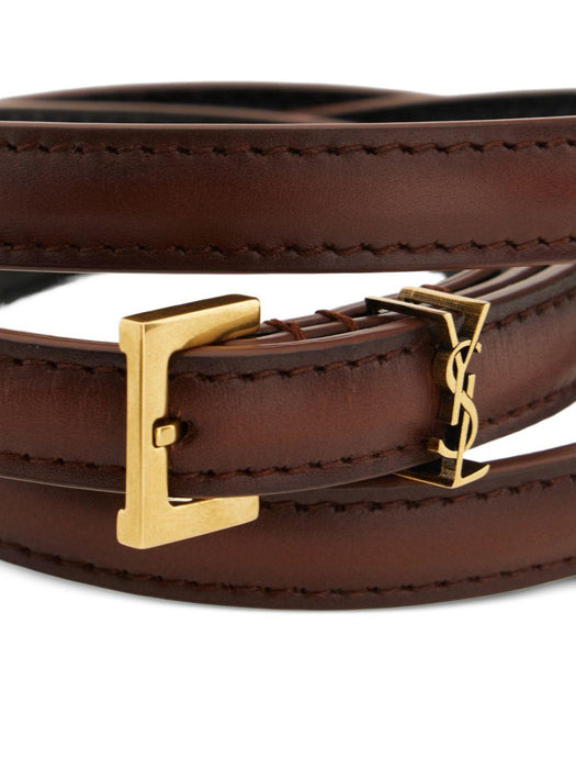 Cassandre aged-effect leather buckle belt 788426 AAFOC2955 SAINT LAURENT 