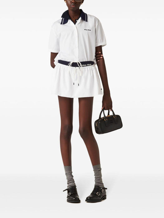logo-embroidred poplin shirt MK1857 S OOO 10RGF0009 MIU MIU 