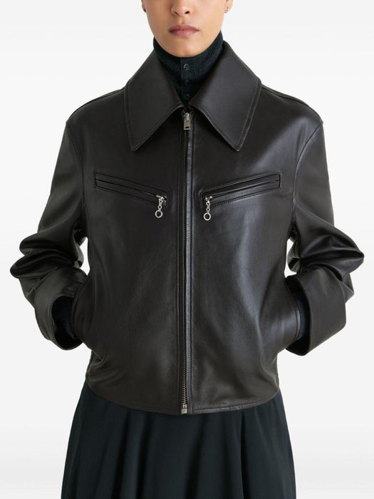 zip-front leather jacket<BR/><BR/><BR/><BR/><BR/> OW1159 LL0147BR561 LEMAIRE 