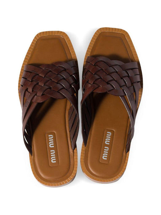 Woven leather slides 5XX678 F A015 3ZN8F0201 MIU MIU 