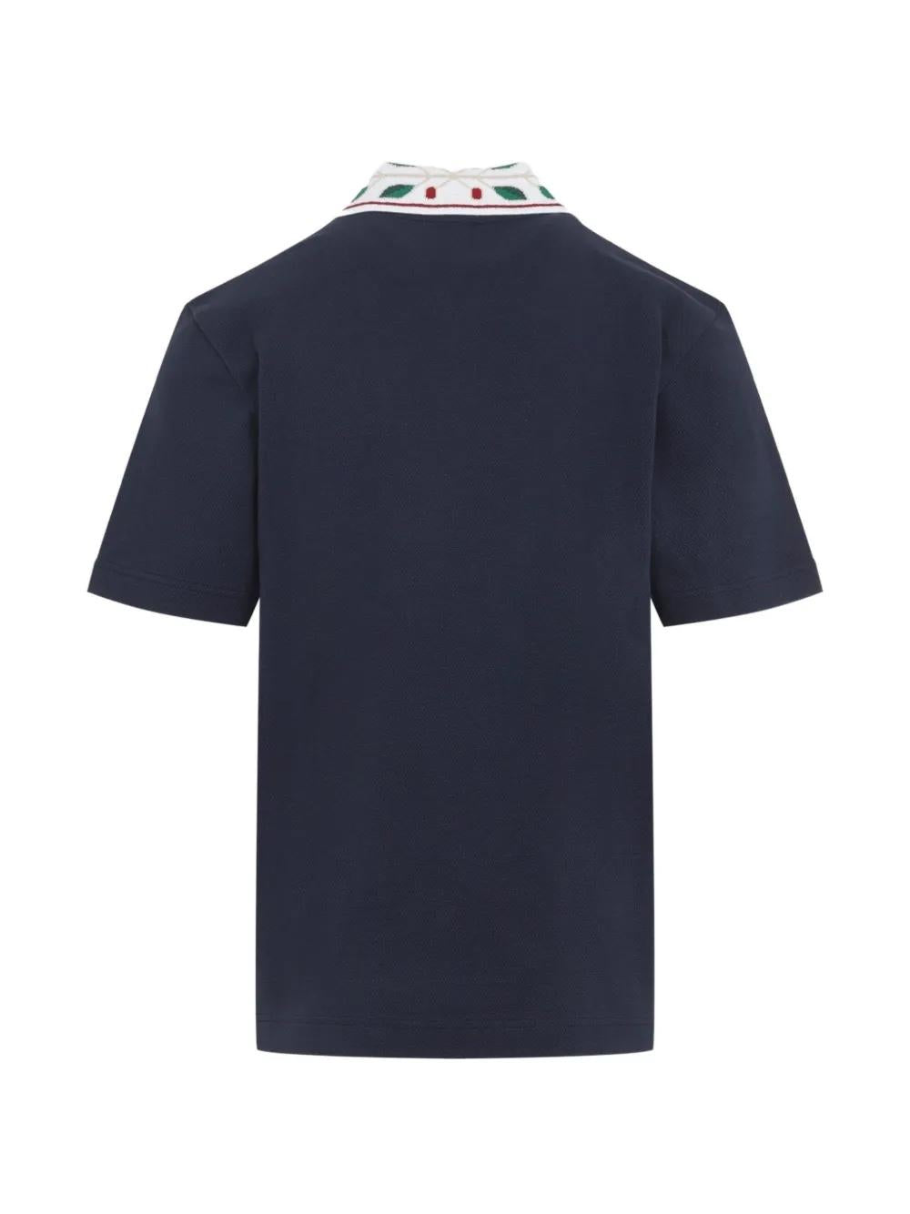 Laurel embroidered-collar piqué polo shirt M-PF26-JTP-499-02  CASABLANCA 