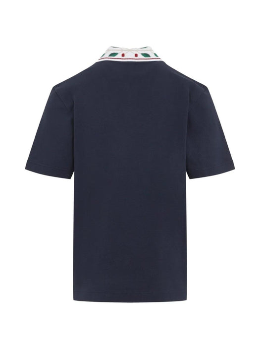 Laurel embroidered-collar piqué polo shirt M-PF26-JTP-499-02  CASABLANCA 