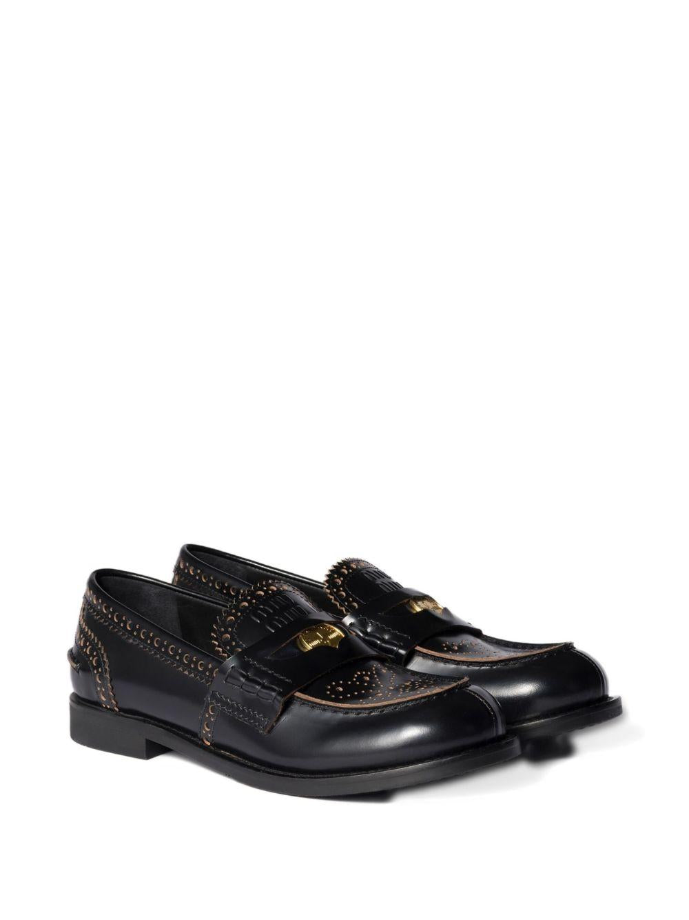 perforated coin-detail loafers 5D506E F 020 070F0002 MIU MIU 