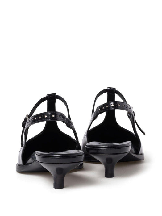 Brushed leather brogue slingback T-strap pumps 5I309E F 035 055F057Z MIU MIU 
