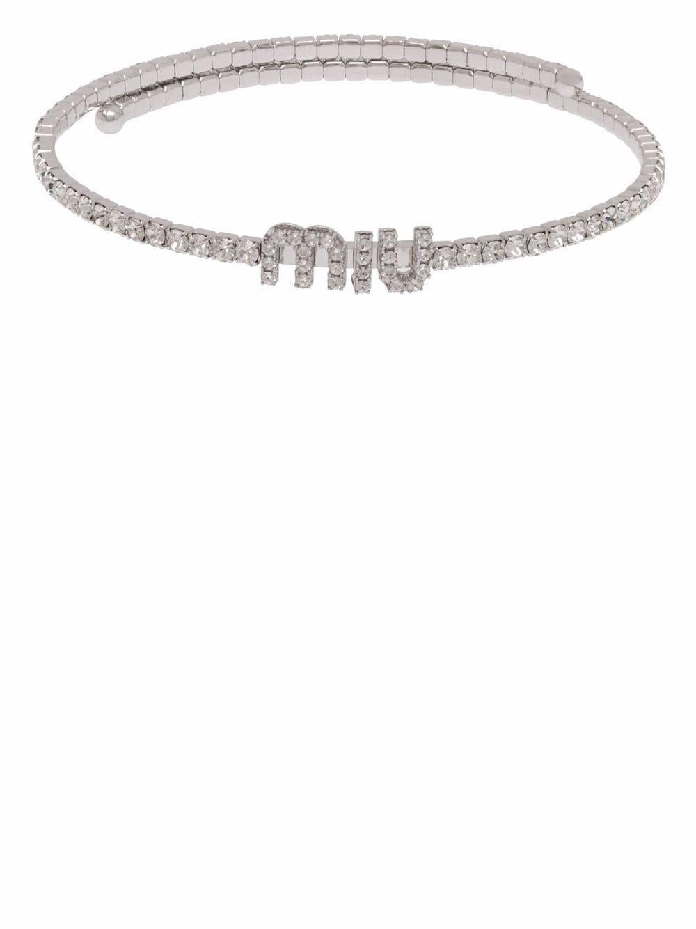 crystal-embellished logo necklace 5JC871 2DNCF0OKL MIU MIU 