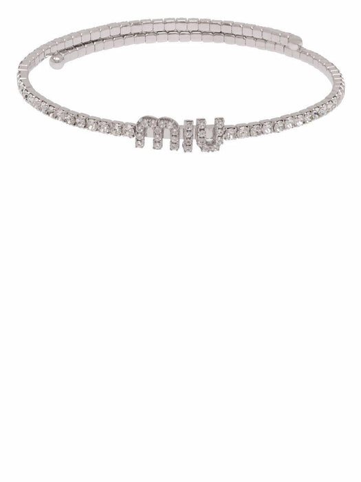 crystal-embellished logo necklace 5JC871 2DNCF0OKL MIU MIU 
