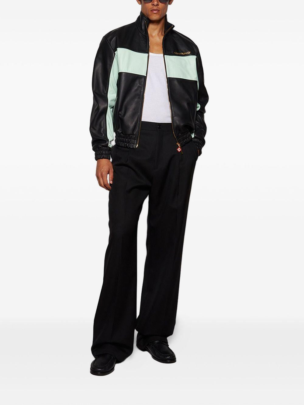panelled leather jacket MPF25-JK-382-01 BLACK & MINT CASABLANCA 