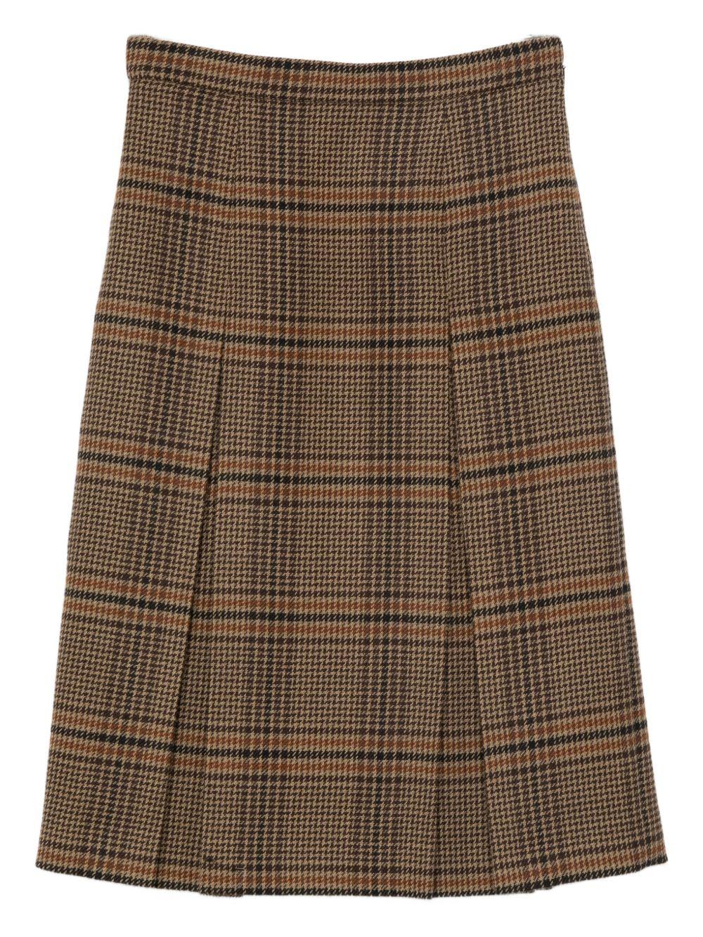 pleated check midi skirt<BR/><BR/><BR/><BR/><BR/> 831068 Y9I702849 SAINT LAURENT 