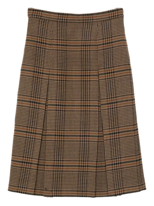 pleated check midi skirt<BR/><BR/><BR/><BR/><BR/> 831068 Y9I702849 SAINT LAURENT 