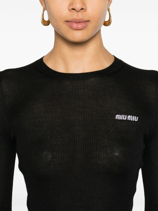 logo-intarsia sweater MML821 S 232 13KVF0002 MIU MIU 