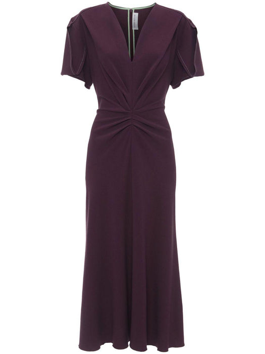gathered V-neck midi dress 1125WDR005195C FIG 9143 VICTORIA BECKHAM 