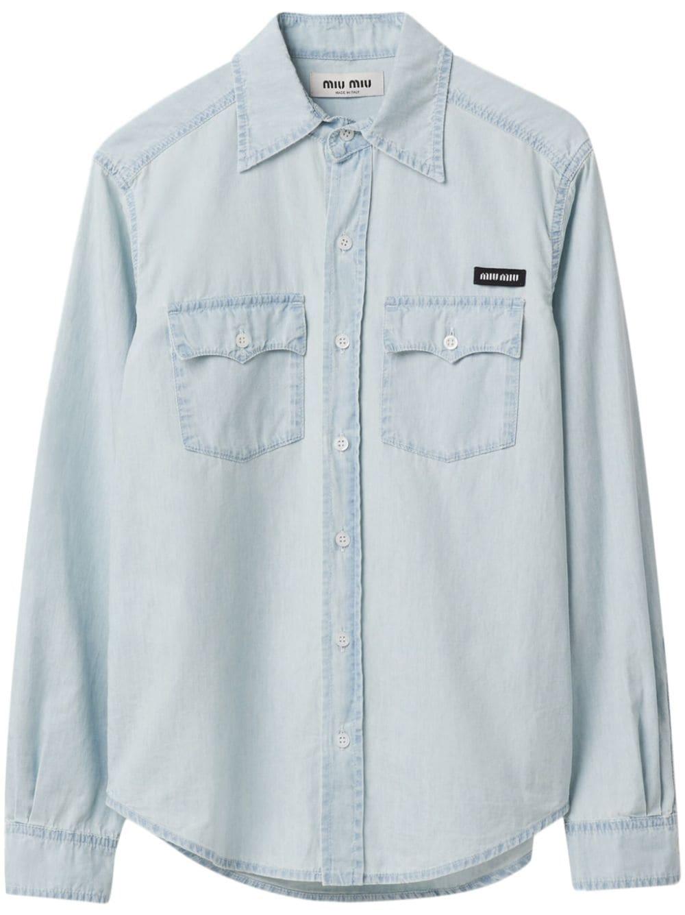 logo-appliqué cotton shirt GWC115 S OOO 14UTF0076 MIU MIU 