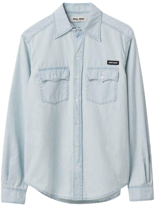 logo-appliqué cotton shirt GWC115 S OOO 14UTF0076 MIU MIU 