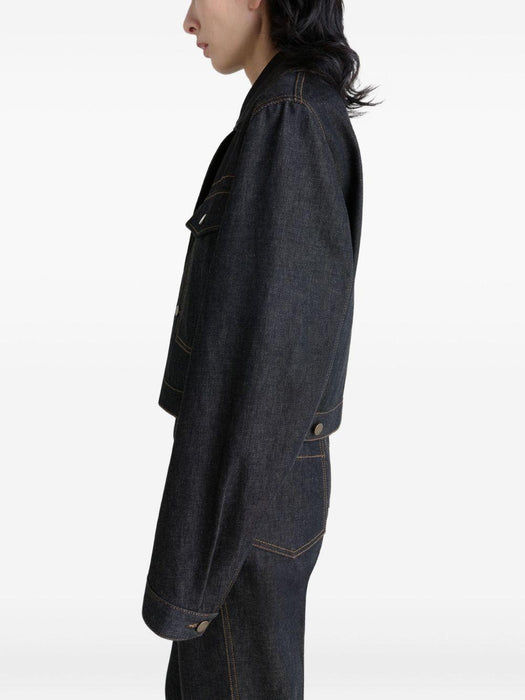 button-fastening patch-pocket denim jacket<BR/> OW1191 LD1061BK965 LEMAIRE 