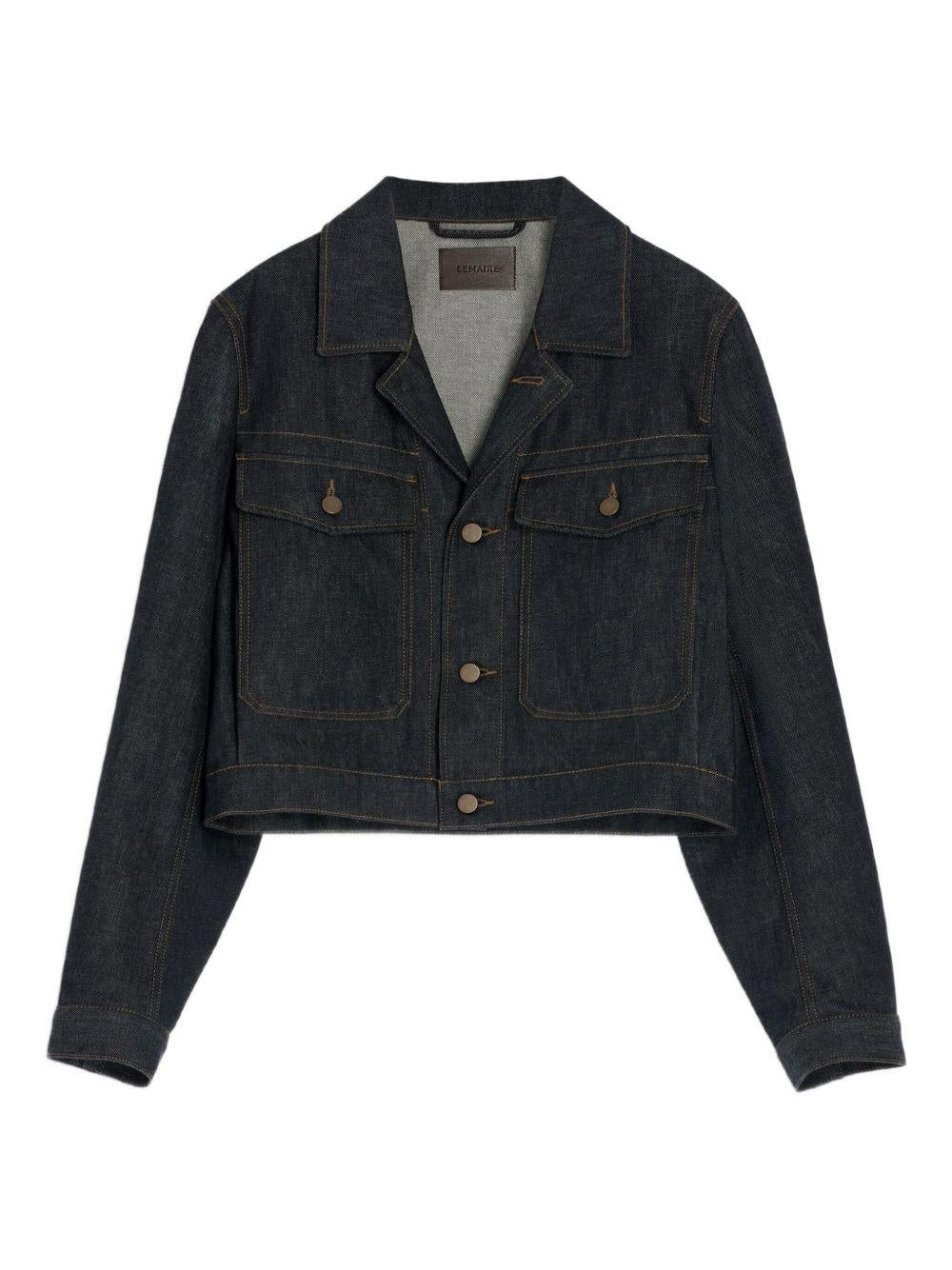 button-fastening patch-pocket denim jacket<BR/> OW1191 LD1061BK965 LEMAIRE 