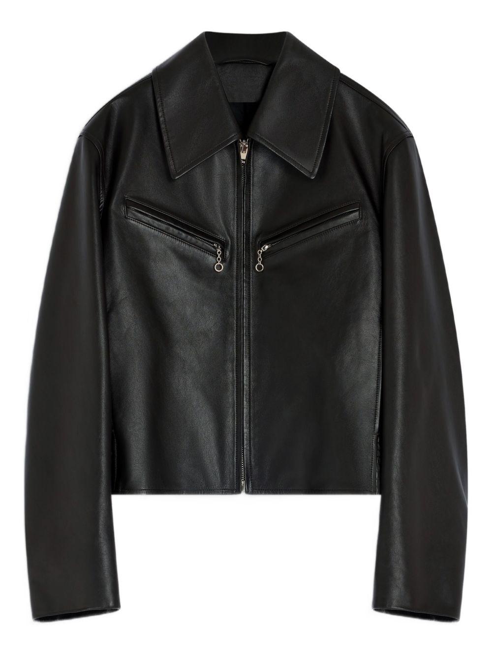 zip-front leather jacket<BR/><BR/><BR/><BR/><BR/> OW1159 LL0147BR561 LEMAIRE 