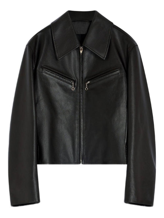 zip-front leather jacket<BR/><BR/><BR/><BR/><BR/> OW1159 LL0147BR561 LEMAIRE 