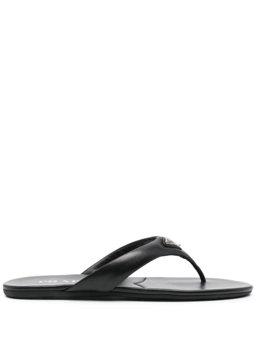 enamel-triangle leather flip flops 1Y456N F 005 2DL8F0002 PRADA 
