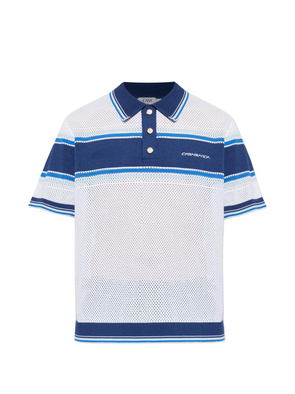 perforated polo shirt M-SS26-KW-1304-01 WHITE / BLUE CASABLANCA 