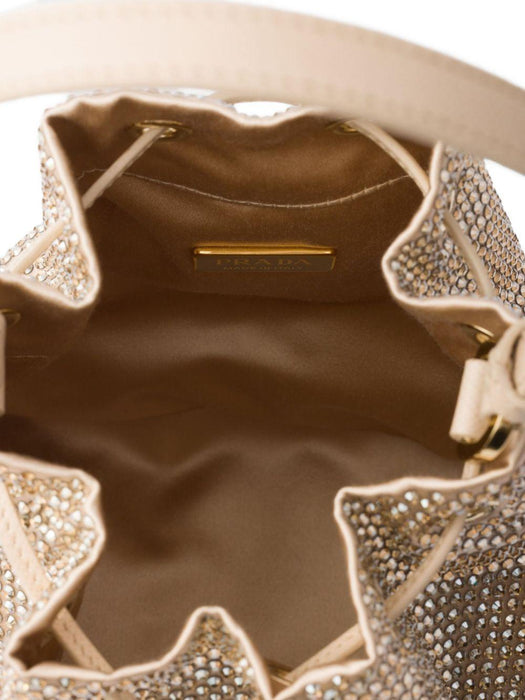 crystal-embellished drawstring bucket bag 1BE067 V OOD 2HNJF0GCN PRADA 