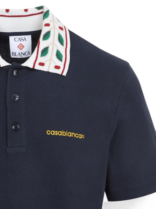 Laurel embroidered-collar piqué polo shirt M-PF26-JTP-499-02  CASABLANCA 