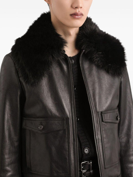 fur-collar leather jacket G9BUQL HULXFN0000 DOLCE & GABBANA 