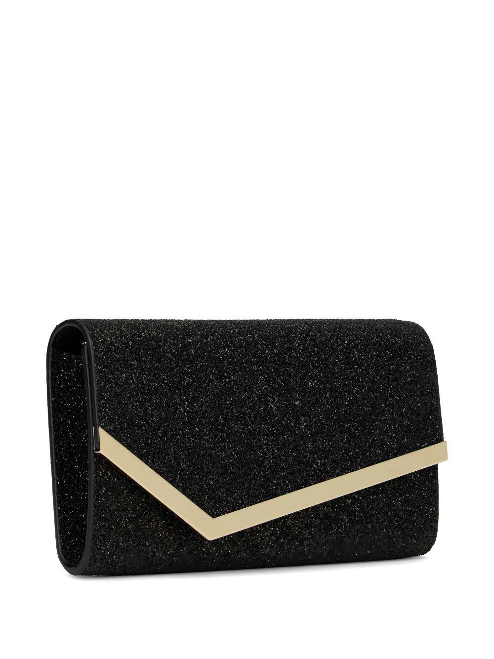 Emmie glitter clutch bag EMMIE GQI BLACK/LIGHT GOLD JIMMY CHOO 
