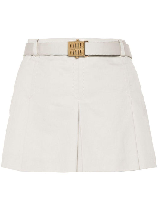 logo-buckle pleated miniskirt MG2258 S OOO 144DF0A08 MIU MIU 