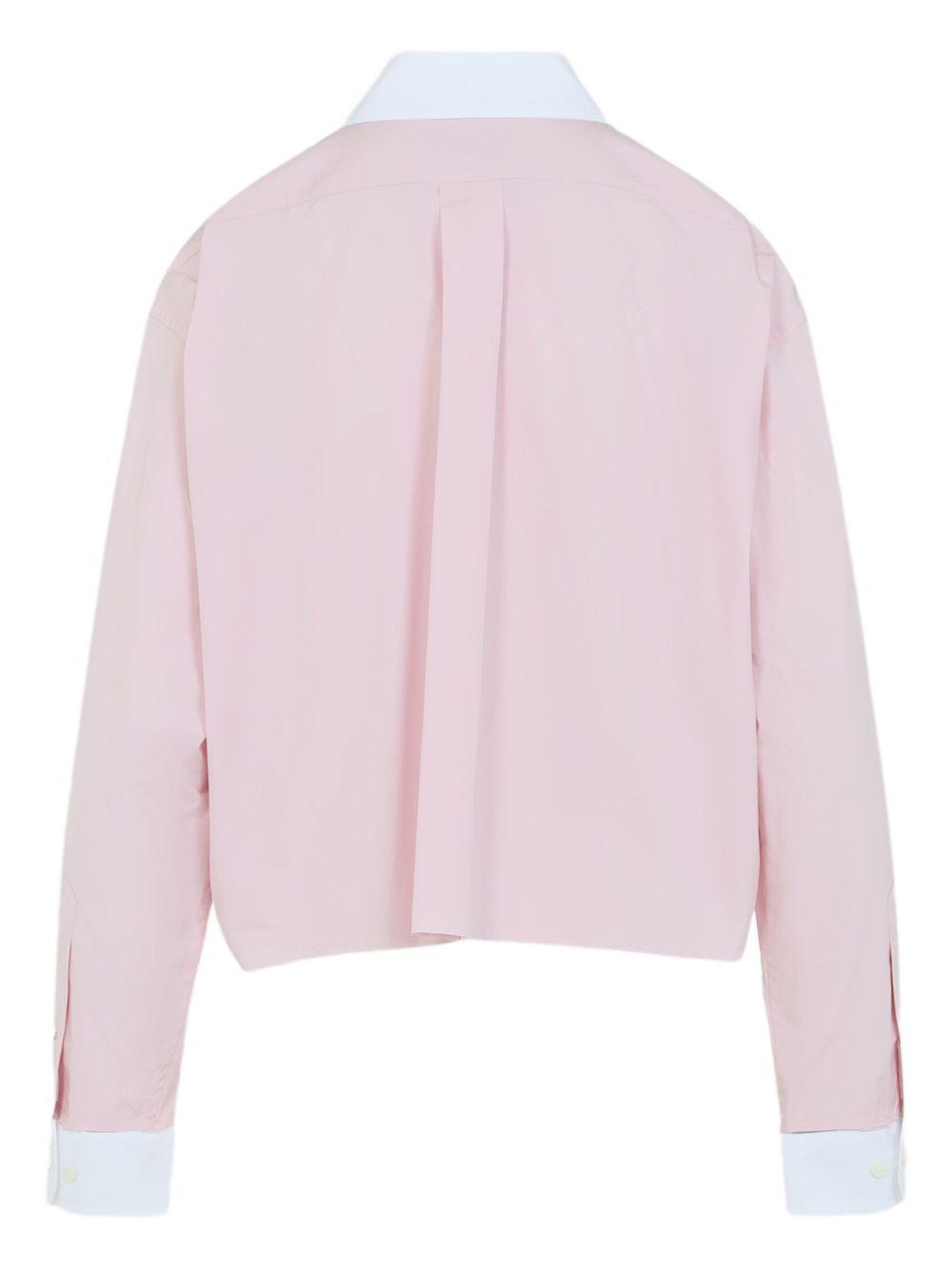logo-embroidered frayed-hem shirt MK1971 S OOO 10RGF0028 MIU MIU 