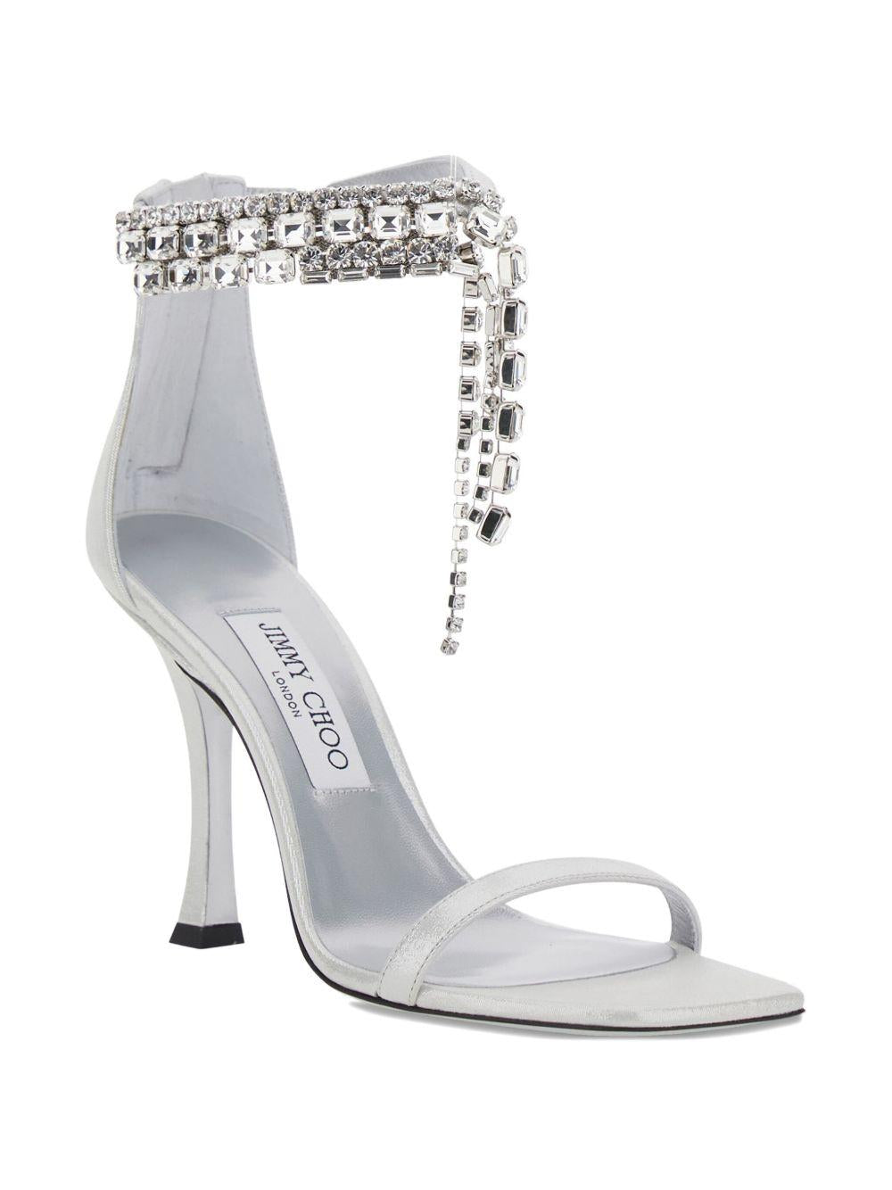 100mm Verity crystal-embellished sandals VERITY SANDAL 100 SHS SILVER JIMMY CHOO 