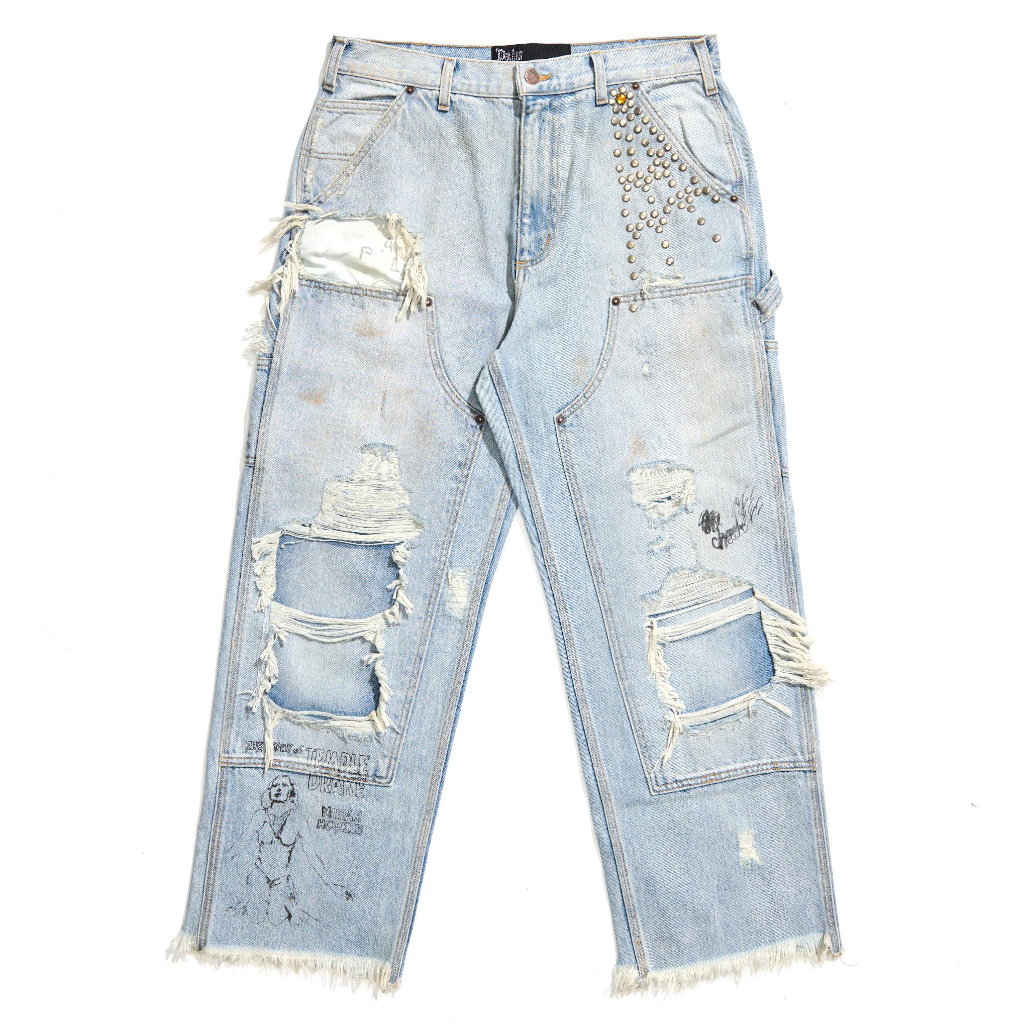 BUSTED DBL KNEE JEAN 5U003Q1010LDM DENIM PALY HOLLYWOOD 