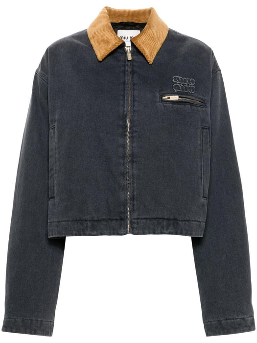 corduroy-collar padded denim jacket ML1092 S OOO 15Q7F0031 MIU MIU 