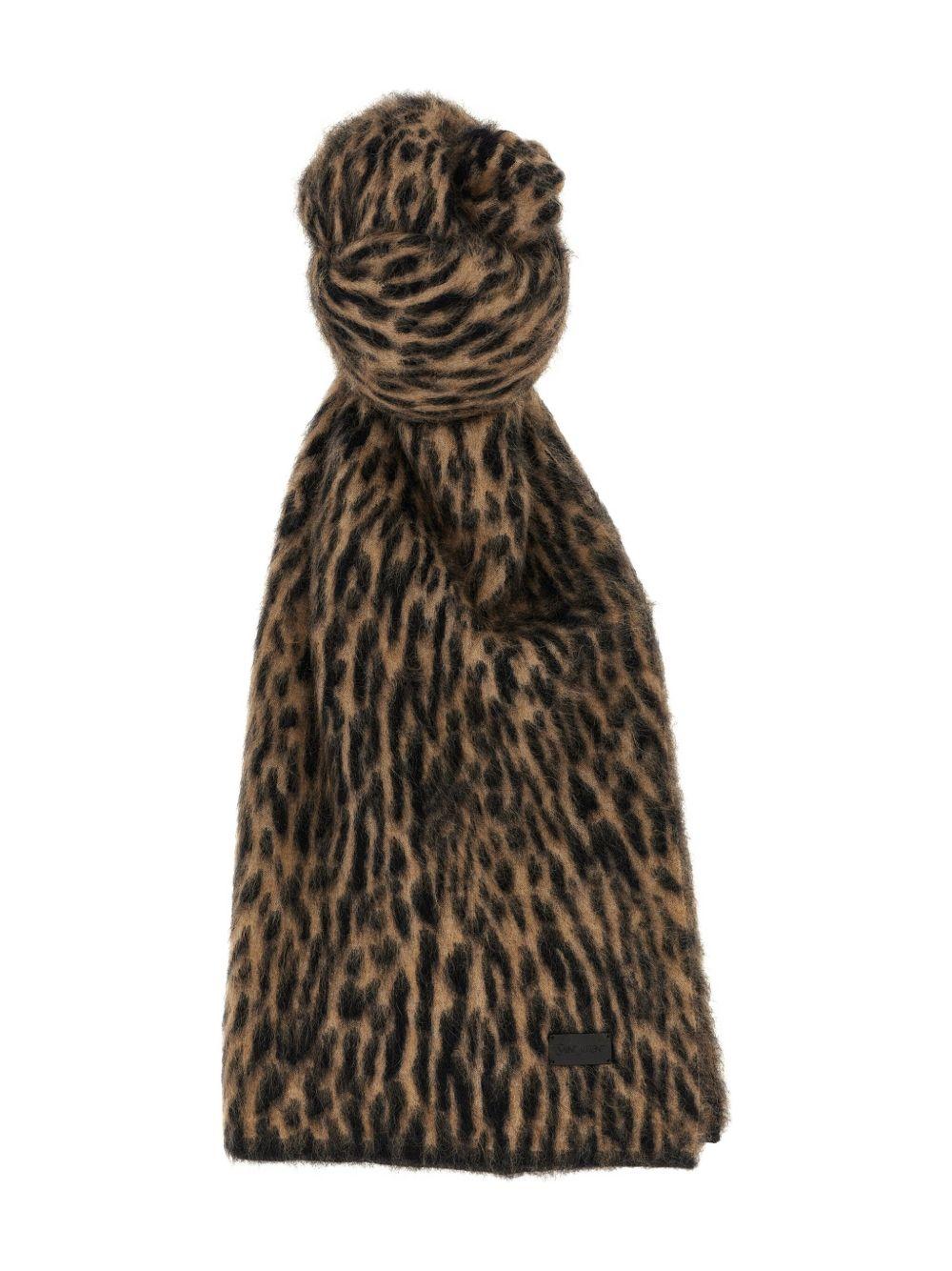 leopard-print knit scarf<BR/><BR/><BR/><BR/><BR/> 841435 3YQ319760 SAINT LAURENT 