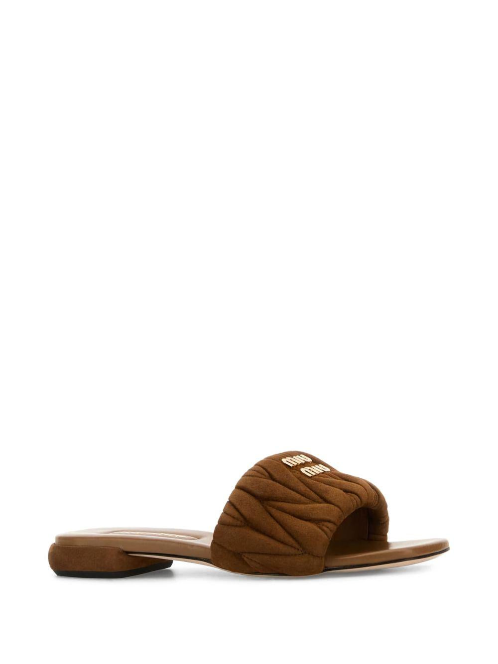 Matelassé suede flat sandals 5XX605 F 010 M2VF0316 MIU MIU 