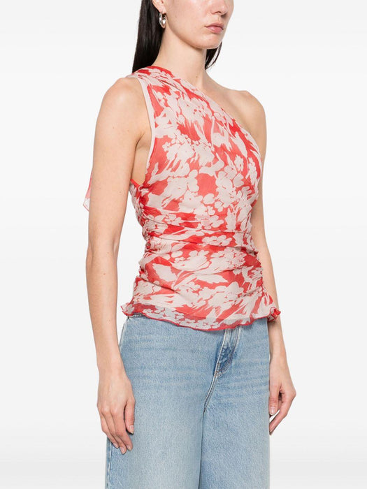 floral-print one-shoulder top 1225WTP006508B CHILLI / BLUSH 9360 VICTORIA BECKHAM 