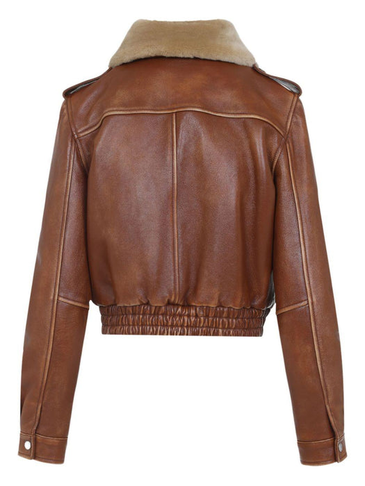 shearling-collar leather jacket MPV958 S OOO 1134F0134 MIU MIU 