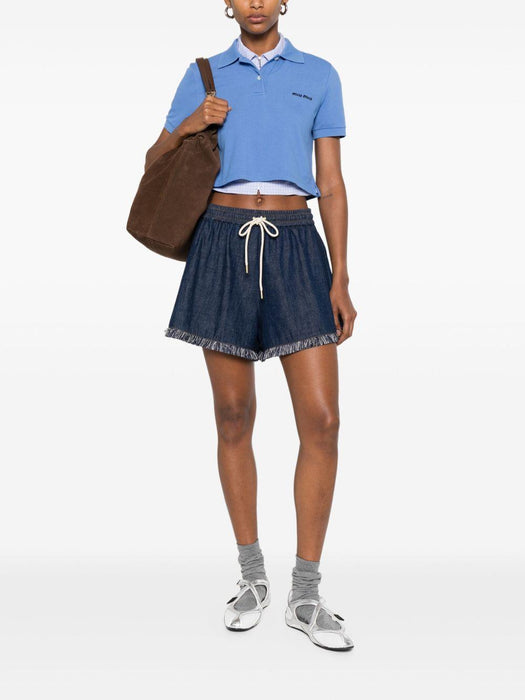 logo-print cropped polo top MJN547 S OOO 14RWF0237 MIU MIU 