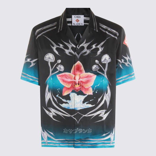 Blades Short Sleeve Silk Satin Shirt M-AW25-SH-003-03 BLADES CASABLANCA 