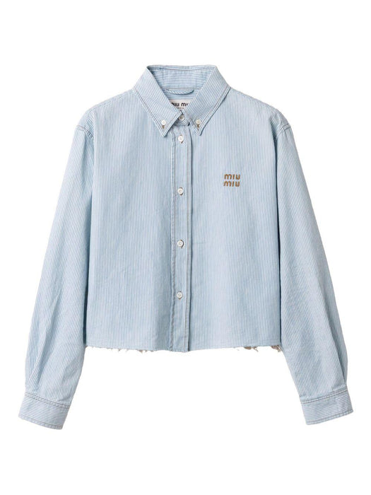 striped frayed-edge shirt GWC131 S OOO 17NOF0013 MIU MIU 