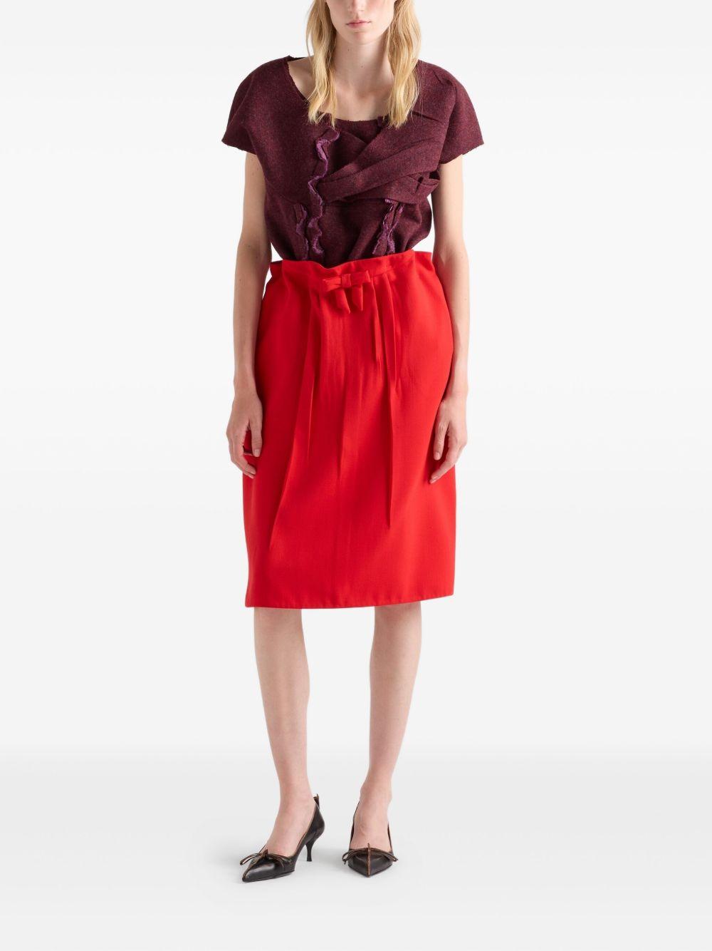 bow-detail pleated midi straight skirt P134ZG S OOO 18CSF0011 PRADA 
