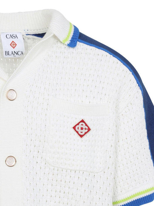 Short Sleeve Crochet Shirt M-SS26-KW-1310-01 WHITE / BLUE CASABLANCA 