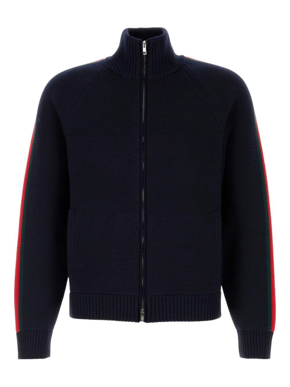 Web-detail zip-up cardigan 851725 XKFBD4795 GUCCI 