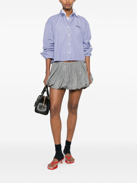 Blue Striped Cotton Shirt with Thread Embroidery MK2047 S OOO 195DF098Z MIU MIU 